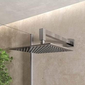 Soffione de Ducha Cuadrado Ultra Slim Acero Inoxidable 20x20 cm Cromado Brillante