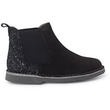 Botines de Niña Serraje con Talonera Glitter Color Antracita Talla 25