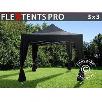 Carpa Plegable Rápida FleXtents Pro 3x3m Negra con 4 Paredes