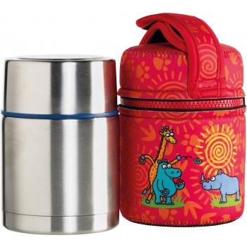 Recipiente para alimentos de Laken y Kukuxumusu de acero inoxidable con aislamiento al vacio y funda de neopreno 500 ml Rino