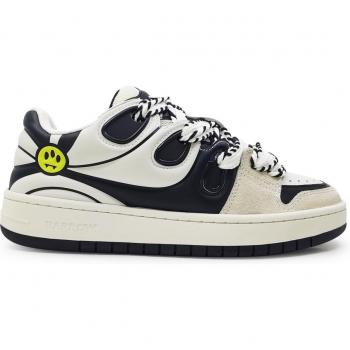 Unisex White and Black Suede and Mesh Sneakers with Logo