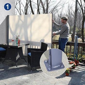 Toldo lateral para balcón y terraza Songmics 180 x 300 cm, certificado TÜV Süd GS, protección de la intimidad, protección solar, persiana