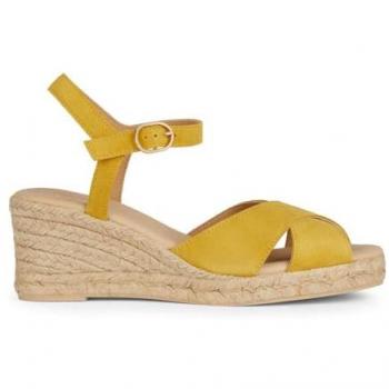 Sandalias de mujer Geox Gelsa amarillas con cuña de 5 cm en piel