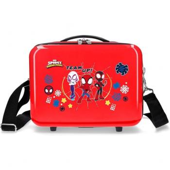 Neceser de Viaje para Niños Marvel Spidey and Friends ABS Adaptable con Bandolera Rojo 29x21x15cm