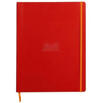Cuaderno Rhodia A4+ Rojo amapola con tapa blanda y diseño de líneas horizontales y casilla en la parte superior