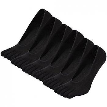 LOFIR Calcetines Cortos de 5 Dedos para Hombres Calcetines Invisibles con Dedos Separados, Calcetines Tobilleros de Algodón de Deporte para Hombre, talla 39-44, 6 pares
