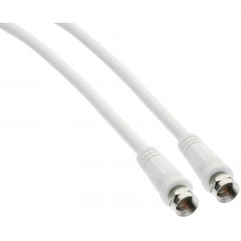 Cable Coaxial SAT 2x F-Stecker, Doble Apantallado, >75dB, Blanco, 7m