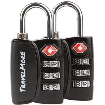 TravelMore Paquete de 2 Candados para Equipaje con Combinación de 3 Dígitos Aprobado por la TSA e Indicador de Alerta de Apertura para Maletas y Equipaje de Viaje