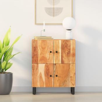 Aparador de madera maciza de acacia con 4 puertas, dimensiones 60x33x75 cm, color marrón