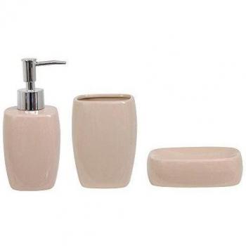 MSV Set Ceramica 3 Piezas Beige, 16.5x7x7 cm
