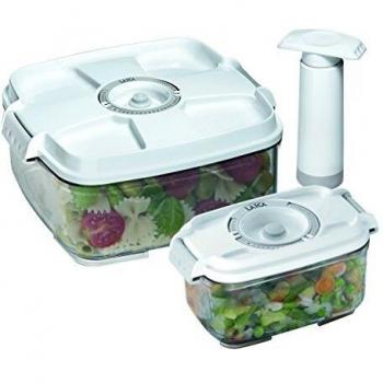 2 envases de 0,5 y 1 litro de capacidad para la conservación al vacío de alimentos Laica VT3303 en tritán