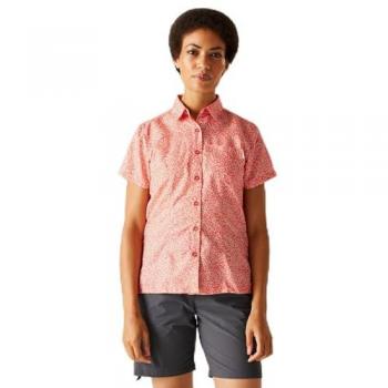 Regatta Women's Mindano VIII Short Sleeve Shirt - Peach Bloom Leaf Print, Size 12