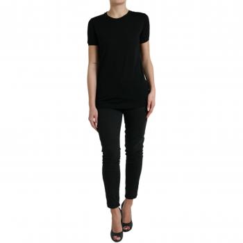 Dolce & Gabbana Women's Black Wool Short Sleeve Crewneck T-Shirt - Size M