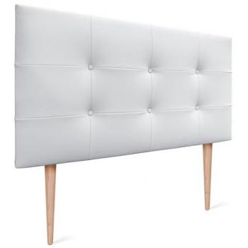 Cabecero Acolchado Capitone de Polipiel Blanco, Grosor 8cm, Tapizado Acualine para Cama Matrimonio e Individual