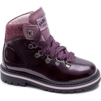 Botas de niña Pablosky de piel morado con cordones