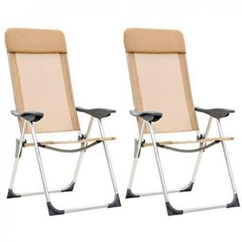 vidaXL 2x Sillas de Camping Plegables Aluminio Crema Senderismo y Acampada