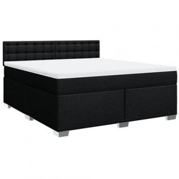 Cama Box Spring con Colchón Tela Negro 180x200 cm