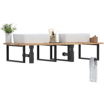 Estante de lavabo de pared acero y madera maciza de acacia vidaXL