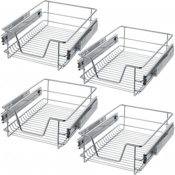 Cajones telescópicos Tectake - 4 unidades, bandeja telescópica para cocina y dormitorio, aptos para armarios de 30 cm, 40 cm, 50 cm o 60 cm de ancho (medida