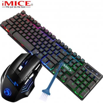 Conjunto 3 en 1 para juegos: Teclado, Ratón de 2400DPI y Auriculares con Micrófono Retroiluminados LED - Negro