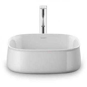 Lavabo sobre encimera Duravit Zencha 42x42 cm, sin agujero para grifo, color blanco con WonderGliss
