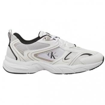 Zapatilla runner Calvin Klein Jeans Retro Tennis Mesh, características: color blanco con negro y dorado, talla 42 EU