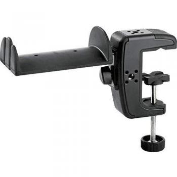 K&M 16085 Headphone Holder with Table Clamp, Fits Tables Up to 53mm Thick, Black