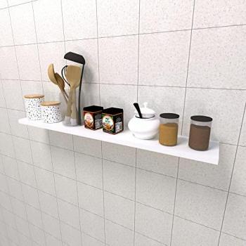 Estante Pared Madera FSC® Henor 120x20x2.5 cm Blanco con Herraje Oculto, Carga 25 Kg