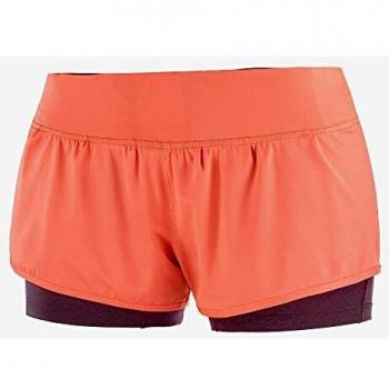 SALOMON Elevate Aero Short Pantalón Corto, Mujer, Camellia/Winetasting, XL