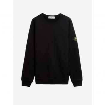Stone Island Men's Logo Cotton Crewneck Sweatshirt in Black | Size Large | 811562420V0029