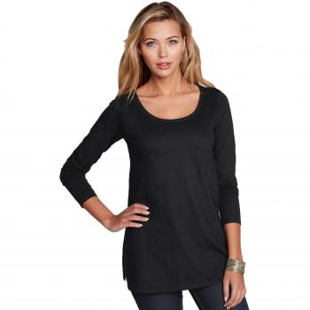 Camiseta Escote Redondeado y Manga Larga Mujer by Vencastyle - 015777,Negro,3XL