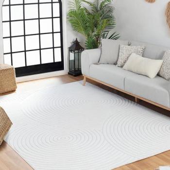 Alfombra Escandinava Moderna Interior/Exterior Blanco 80x150 cm - Surya y Alfombra Geométrica Bohemia para Pasillo, Cocina o Entrada Fácil Cuidado 80x150 cm - Livabliss