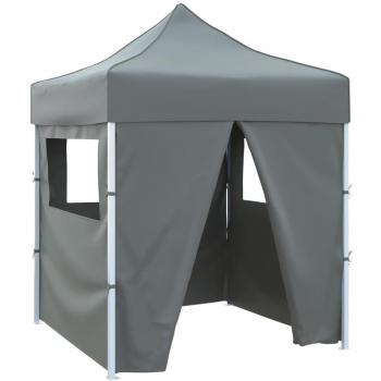 Carpa plegable profesional 4 paredes acero gris antracita 2x2 m