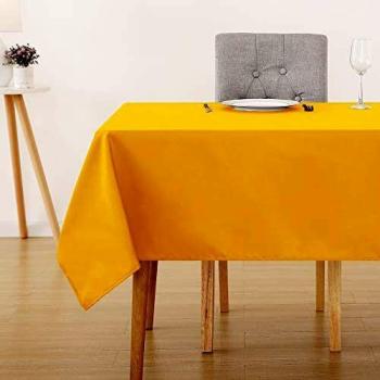 Deconovo Mantel de Mesa Rectangular con Color Liso 137x274cm Amarillo