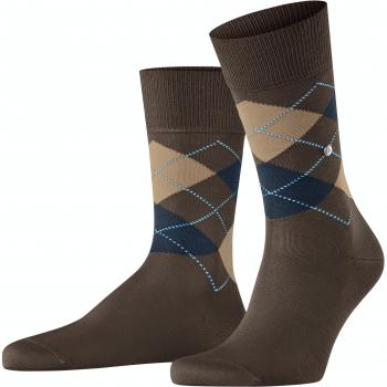 Burlington Manchester Men's Patterned Socks - Brown and Navy, Size 40-46