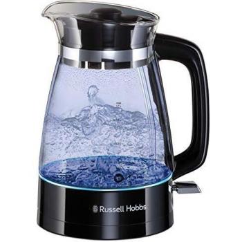 Russell Hobbs 26080-70 Hervidor de Agua Eléctrico Glass Classic, 1.7 Litros, 2400 W, Negro y Transparente