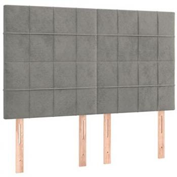Cabecero con luces LED terciopelo gris claro 144x5x118/128 cm