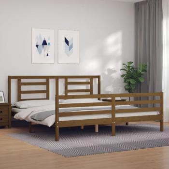Cama solar sin colchón ámbar 200x200 madera maciza con estructura cama y cabecero de madera maciza marrón miel 200x200 cm Vidaxl Marrón