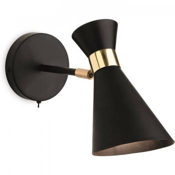 Aplique de pared con luz de lectura Ohio Negro 1 bombilla E27 21,5cm