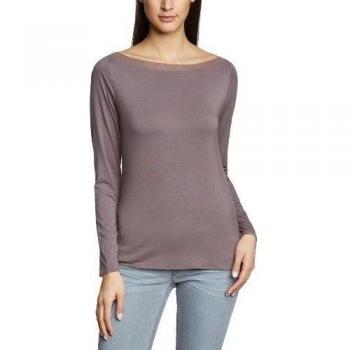 Calvin Klein - Camiseta de pijama con cuello redondo para mujer, talla 44, color marrón