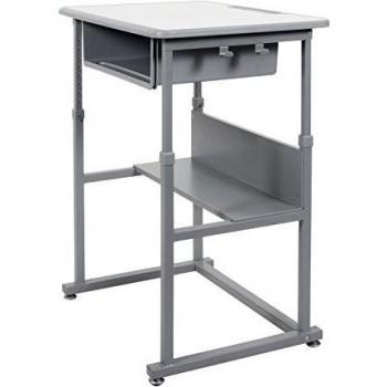 Offex OF-STUDENT-M Student Manual Adjustable Desk - Light Gray/Medium Gray