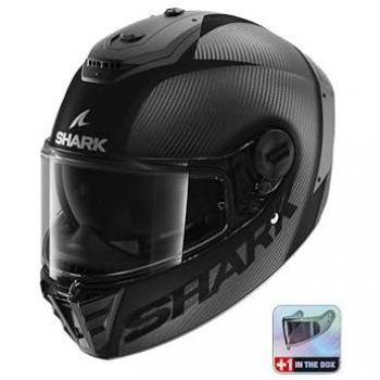 Casco de Moto Integral Shark Spartan RS Carbon Skin, Unisex Adulto, DMA, Color Negro Gris, Acabado en Carbono Mate