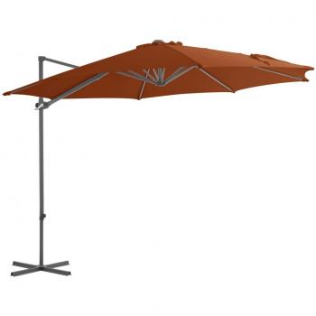 Sombrilla paraguas voladiza con poste de acero 300 cm terracota