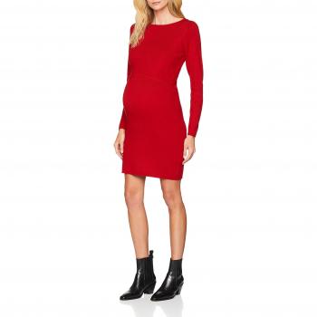 MAMALICIOUS Mlsullivan June LS Knit Short Dress Nf, Vestido para Mujer, Rojo