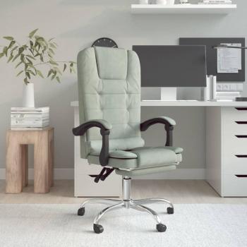 Silla de oficina reclinable con masaje terciopelo gris claro vidaXL