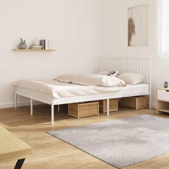 Cama solar con cabecero de metal blanco 140x200 cm