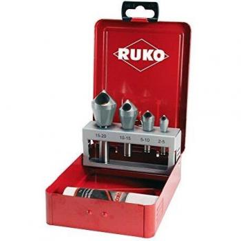 RUKO 102312E - Juego de avellanadores - desbarbadores HSS Co 5 + pasta de corte 30 grs.