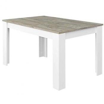 Mesa de Comedor Extensible Kendra 140-190 cm Color Blanco Artik y Roble Alaska, Medidas: 90 cm (Ancho) x 78 cm (Alto)