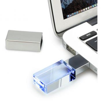 64GB Memoria USB 2.0 Impermeable, Pendrive USB Flash con LED Luz Azul