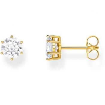 Thomas Sabo Gold Plated Sterling Silver White Zirconia Stud Earrings H2301-414-14